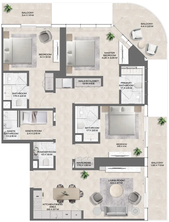 3 bedroom layout