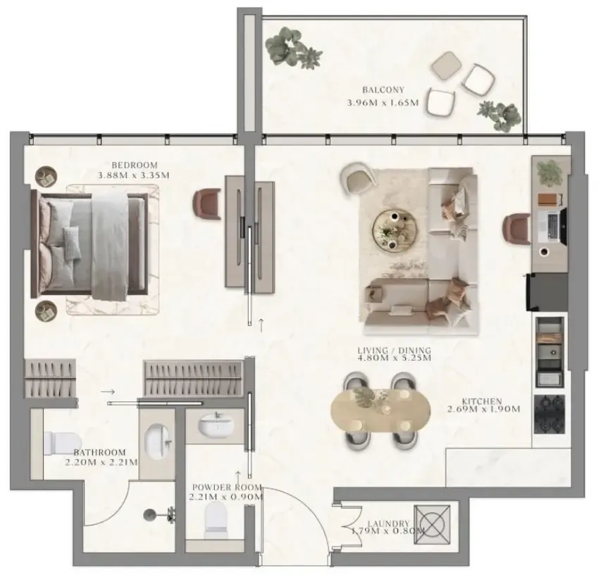 1 bedroom layout