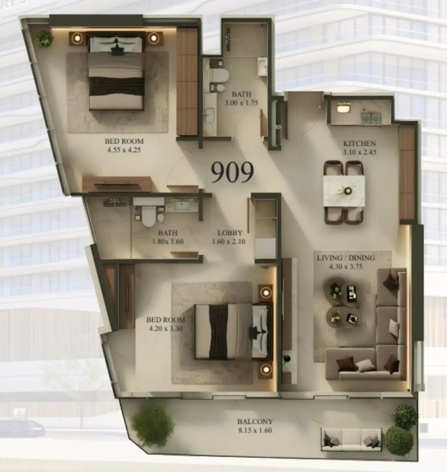 2 bedroom layout