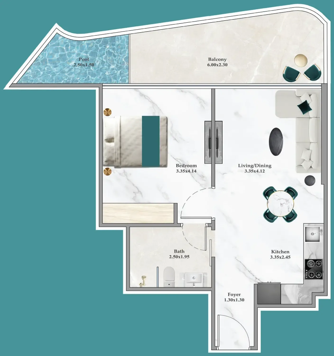 1 bedroom layout