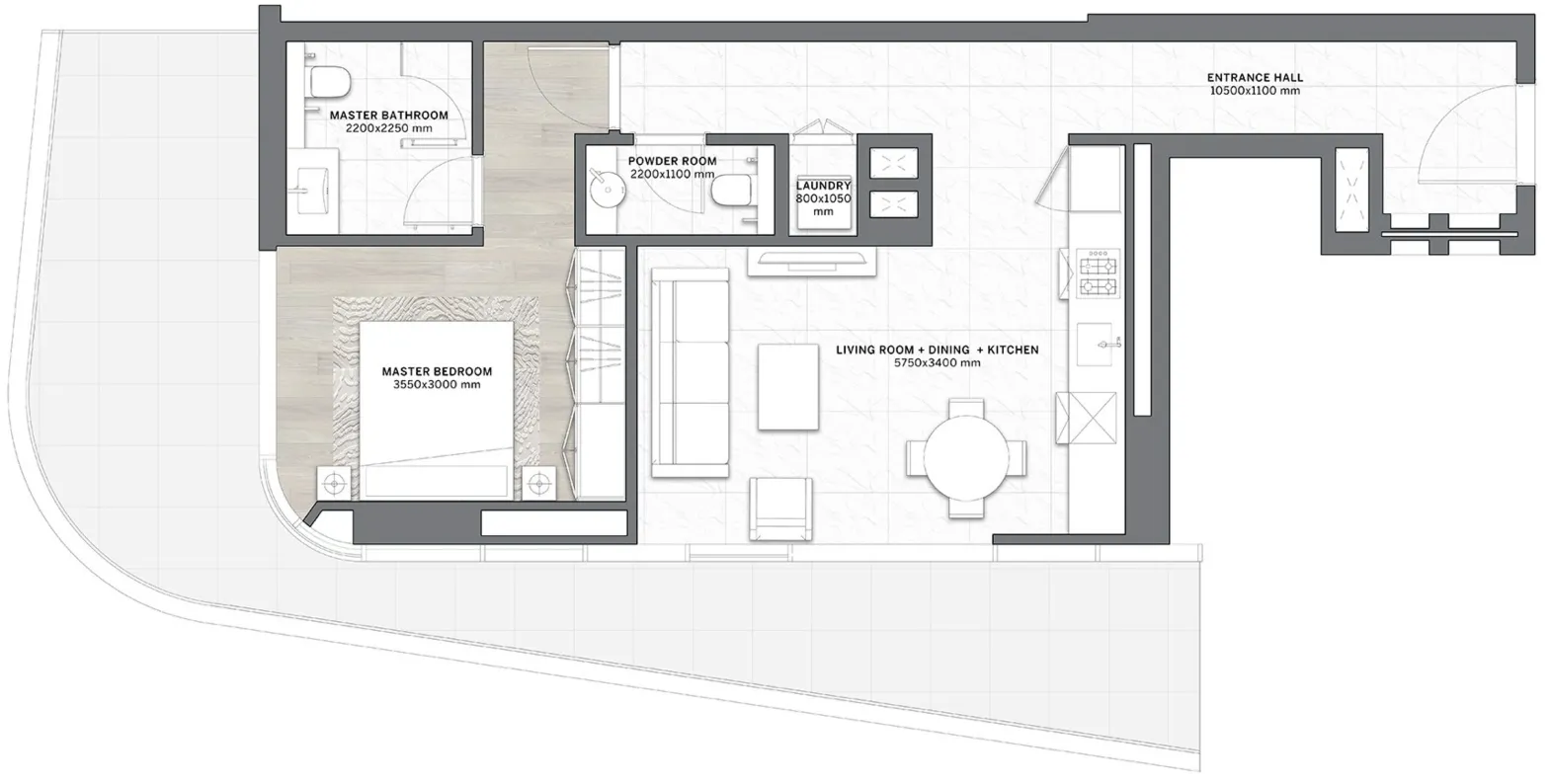 1 bedroom layout