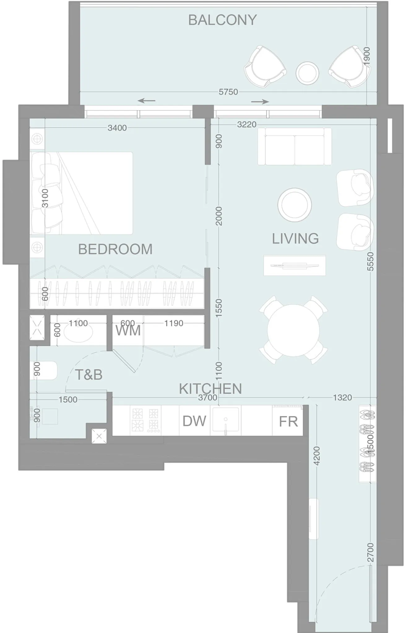 1 bedroom layout