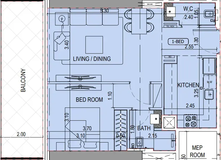 1 bedroom layout