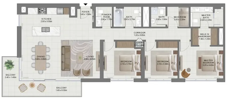 3 bedroom layout