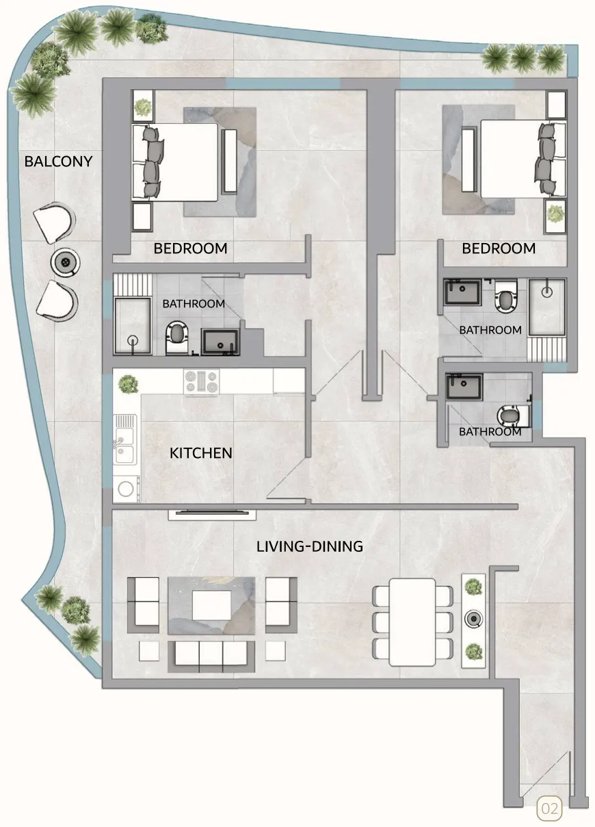 2 bedroom layout