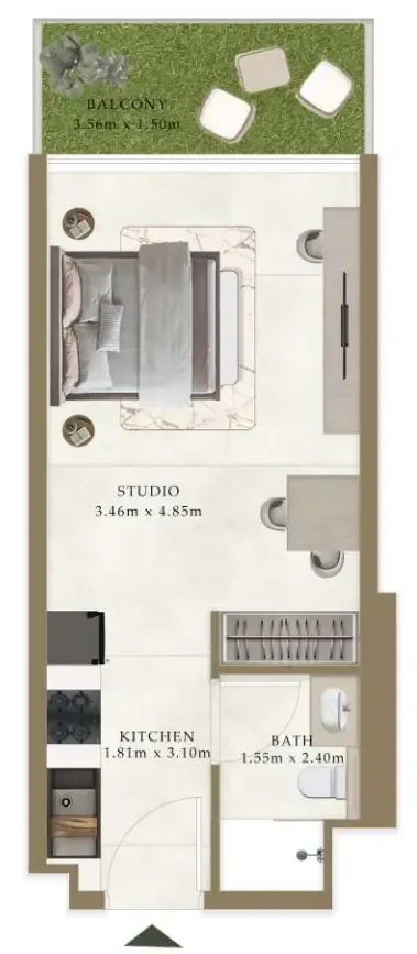0 bedroom layout