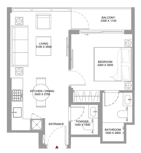 1 bedroom layout