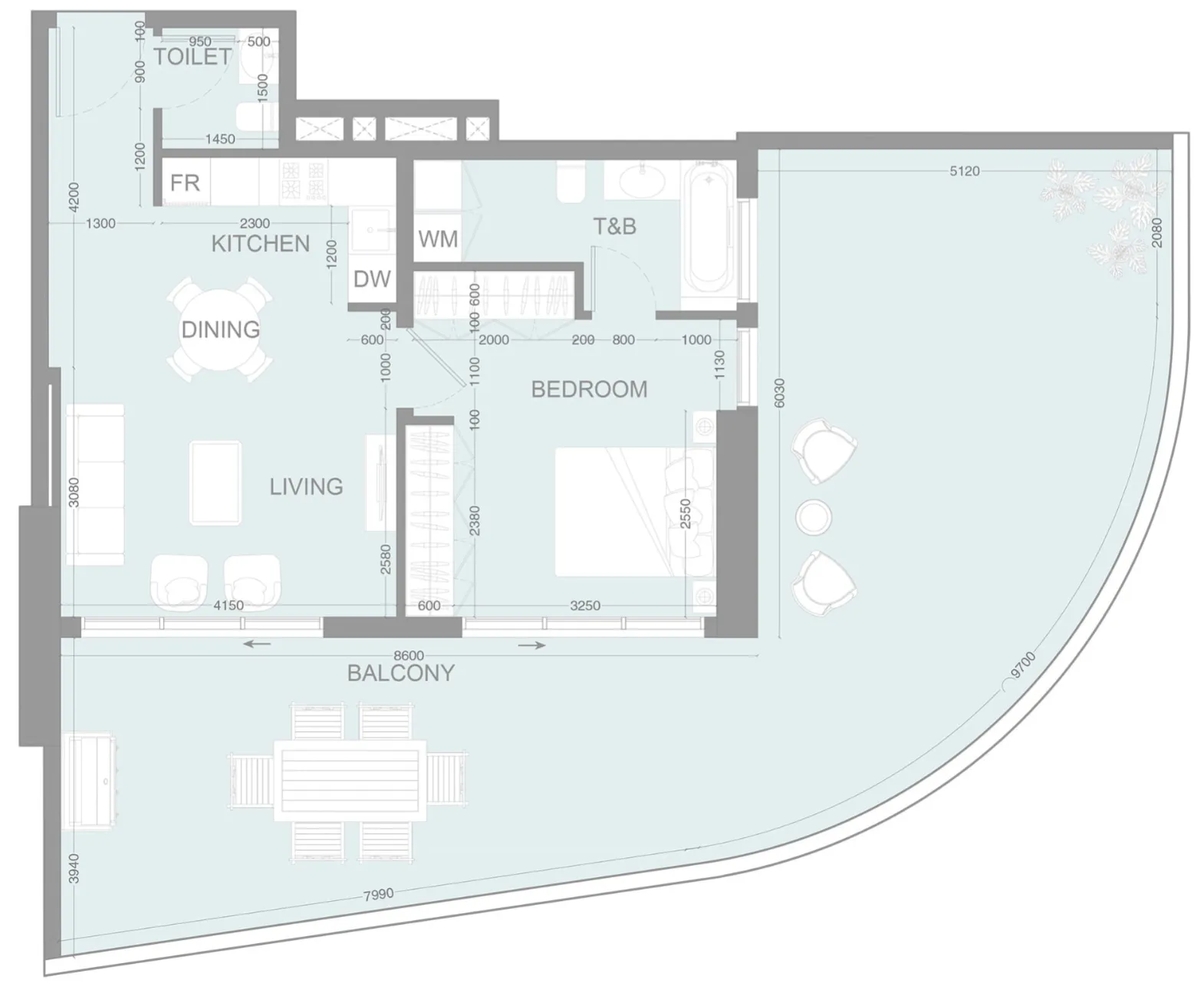 1 bedroom layout