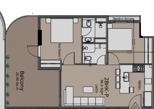 2 bedroom layout