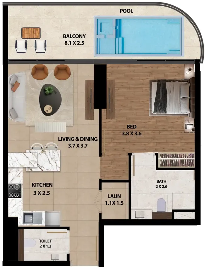 1 bedroom layout