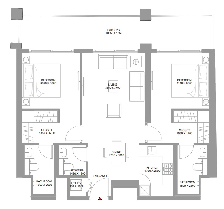 2 bedroom layout