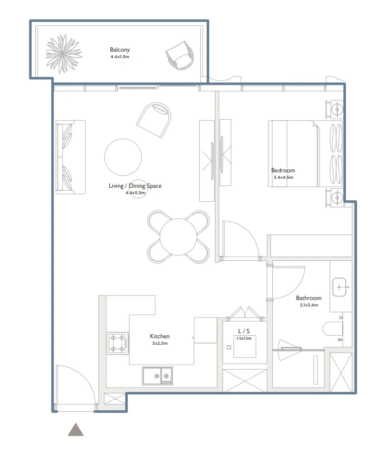 1 bedroom layout