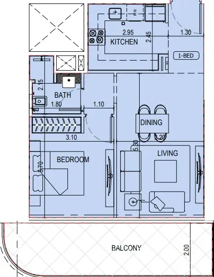 1 bedroom layout