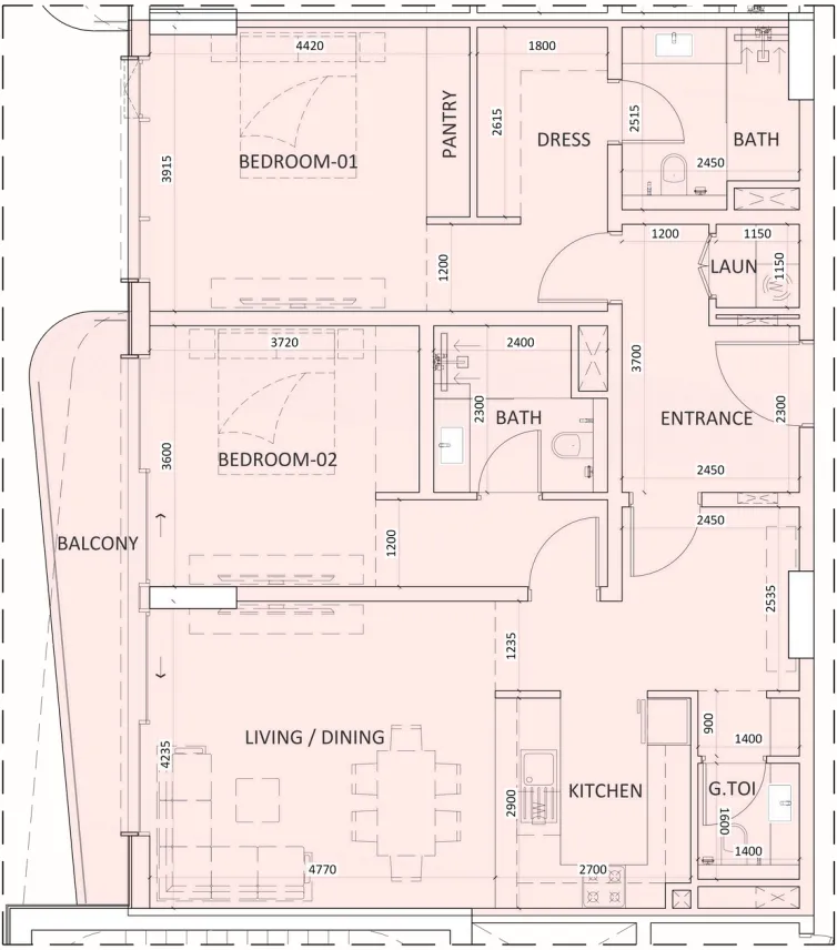 2 bedroom layout
