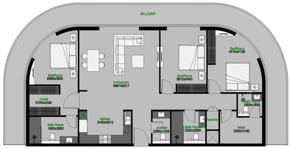 3 bedroom layout