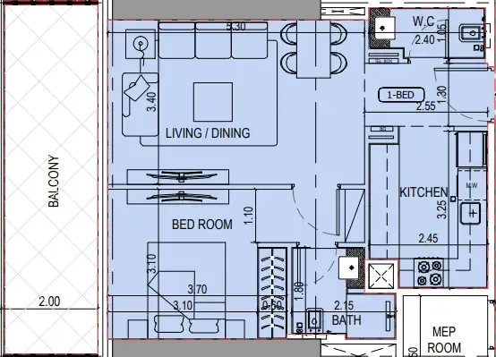 1 bedroom layout