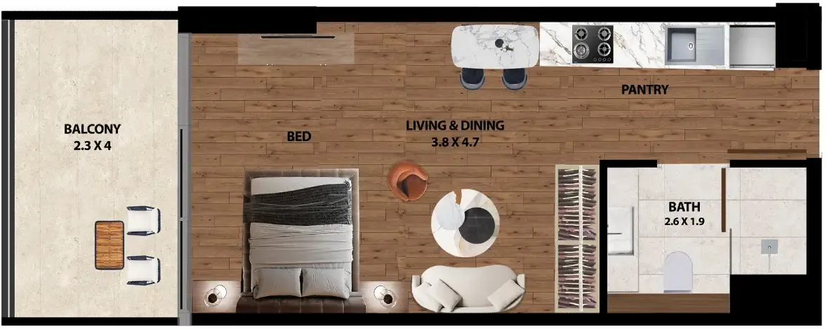 0 bedroom layout