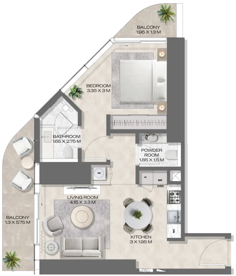 1 bedroom layout
