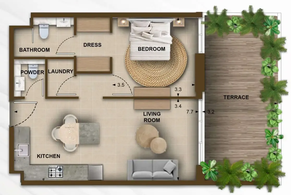 1 bedroom layout