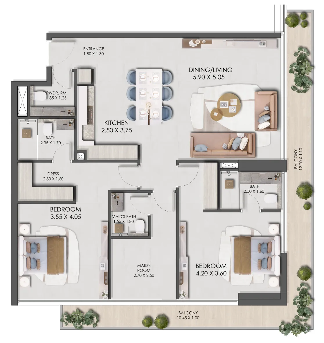 2 bedroom layout
