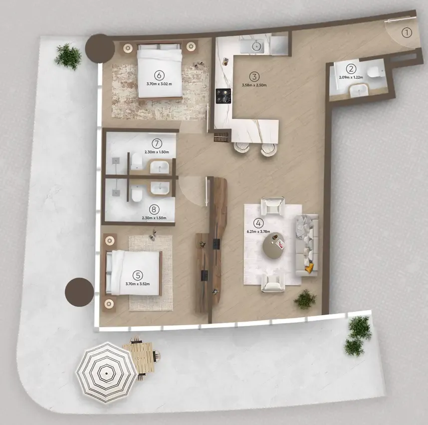 2 bedroom layout