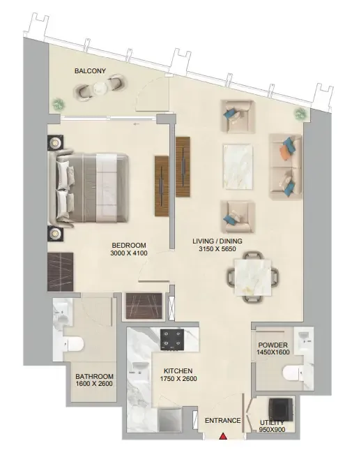 1 bedroom layout