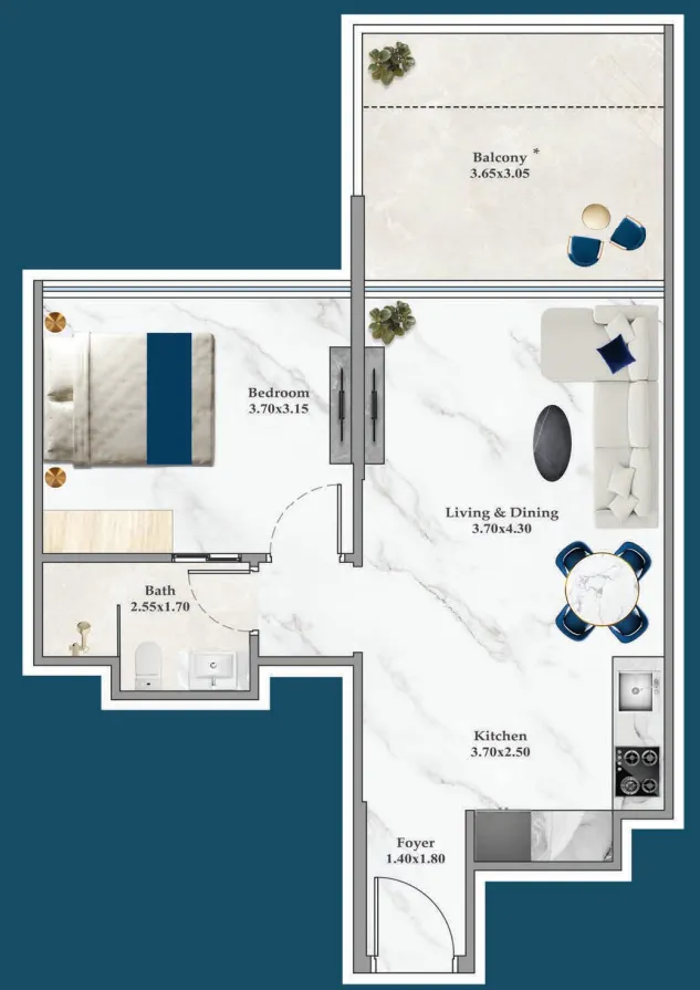 1 bedroom layout