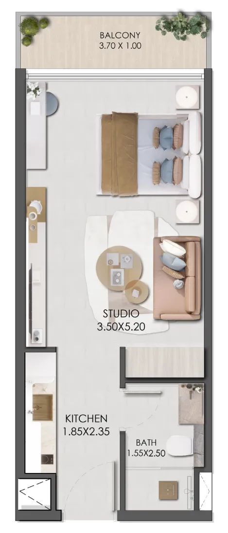 0 bedroom layout