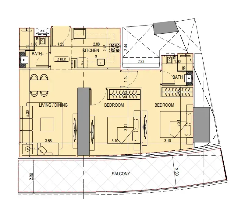 2 bedroom layout