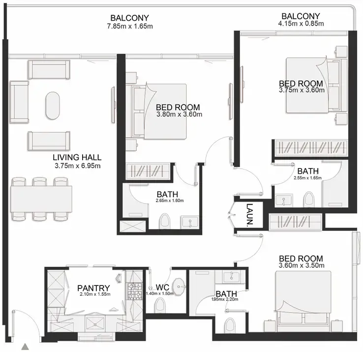 3 bedroom layout