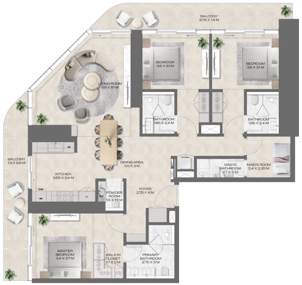 3 bedroom layout