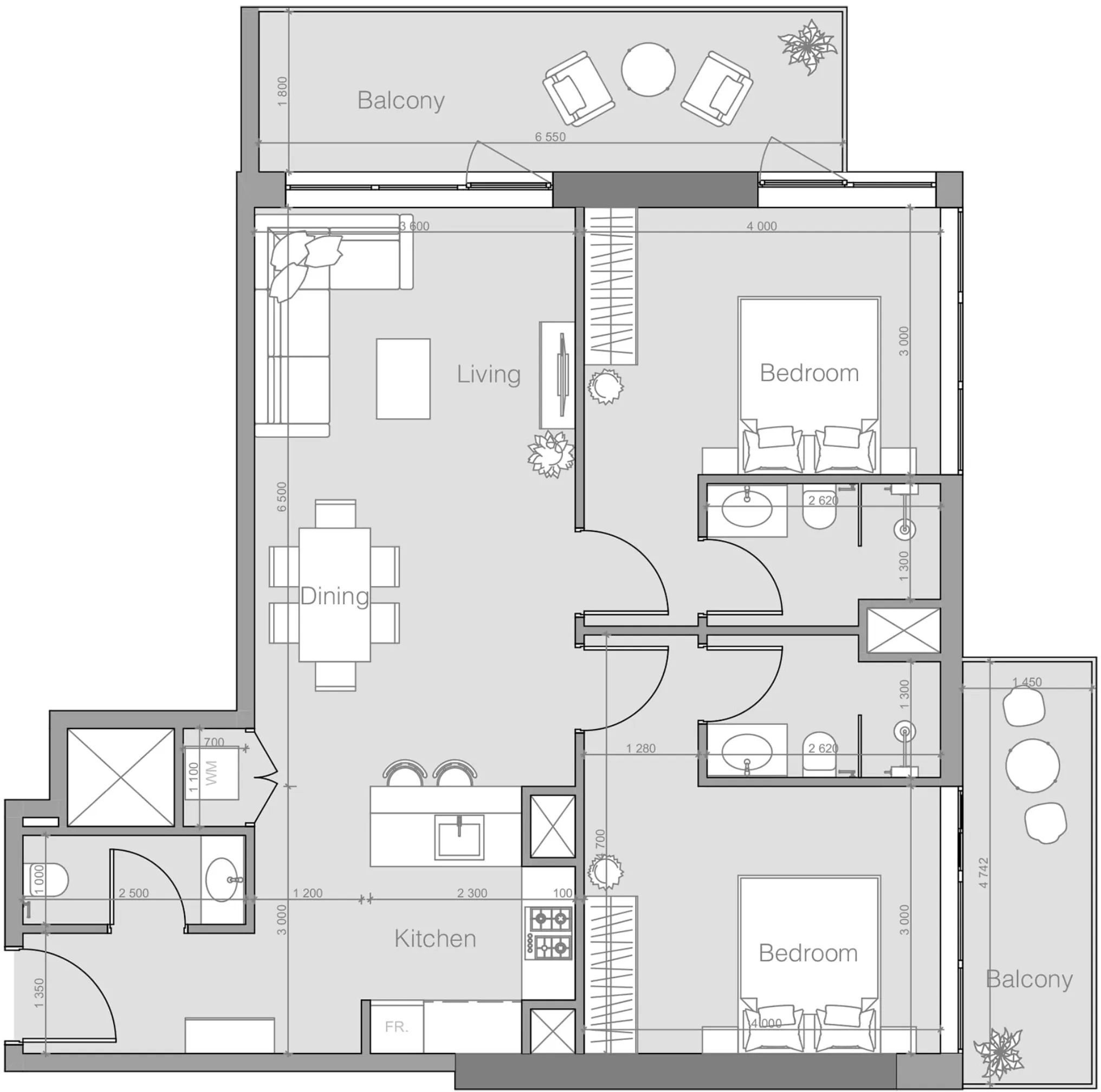 2 bedroom layout