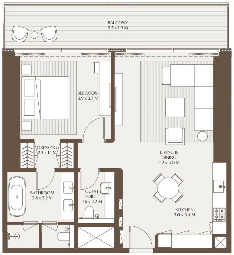 1 bedroom layout