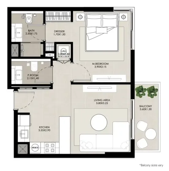 1 bedroom layout