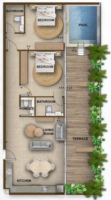 2 bedroom layout
