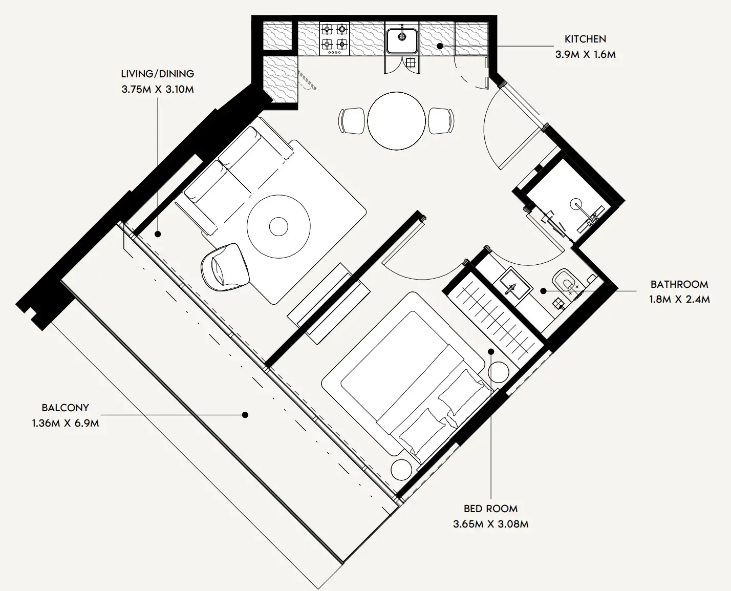 1 bedroom layout