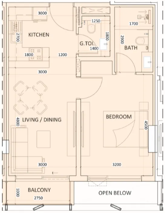 1 bedroom layout