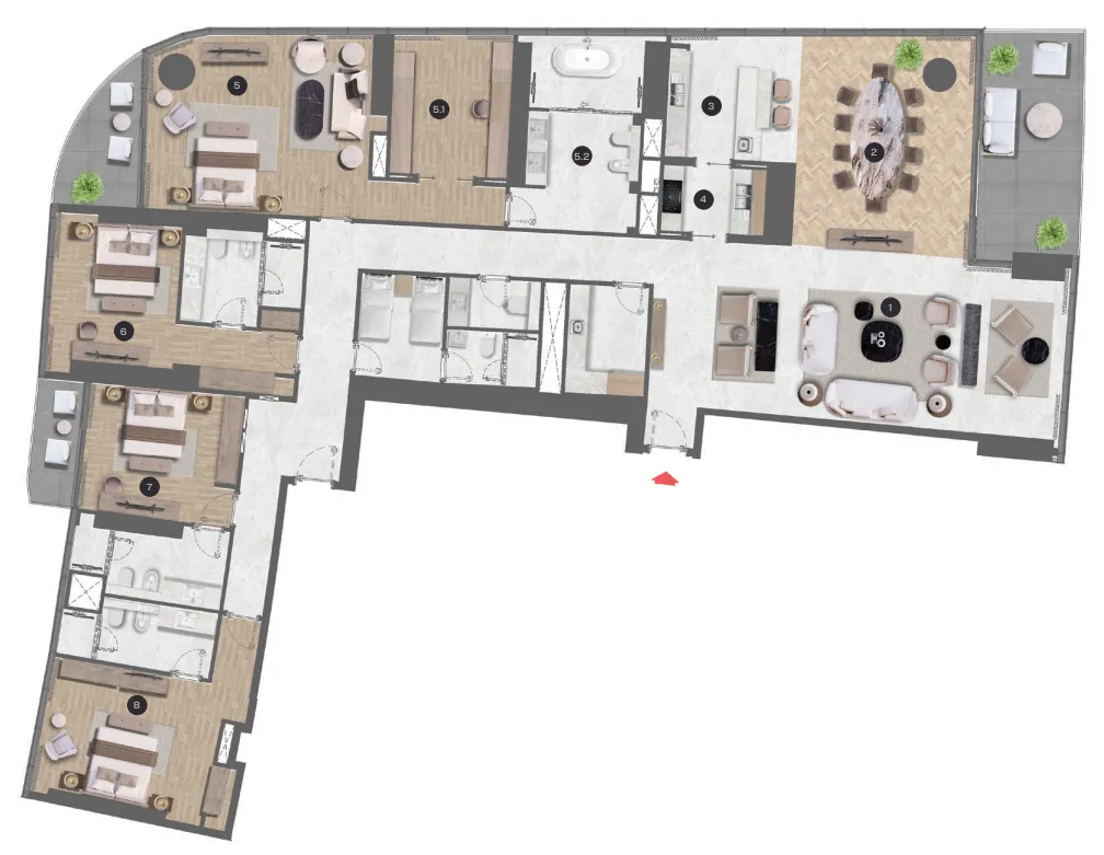 6 bedroom layout