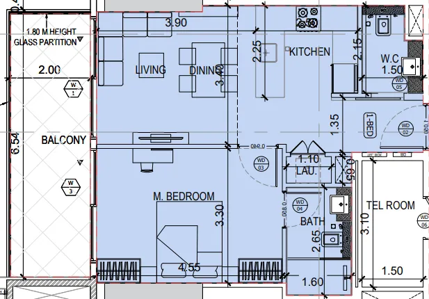 1 bedroom layout