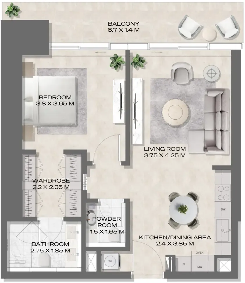 1 bedroom layout