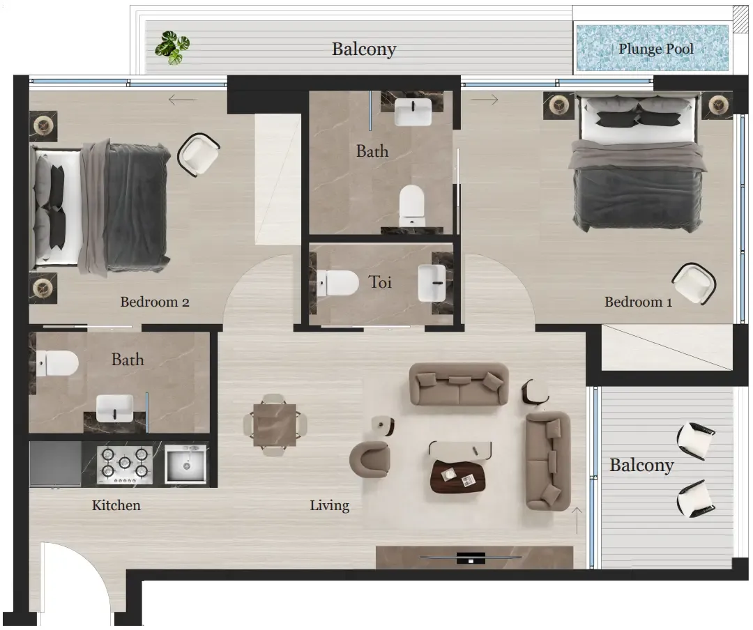 2 bedroom layout