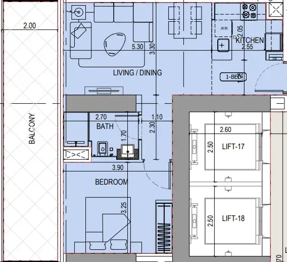 1 bedroom layout