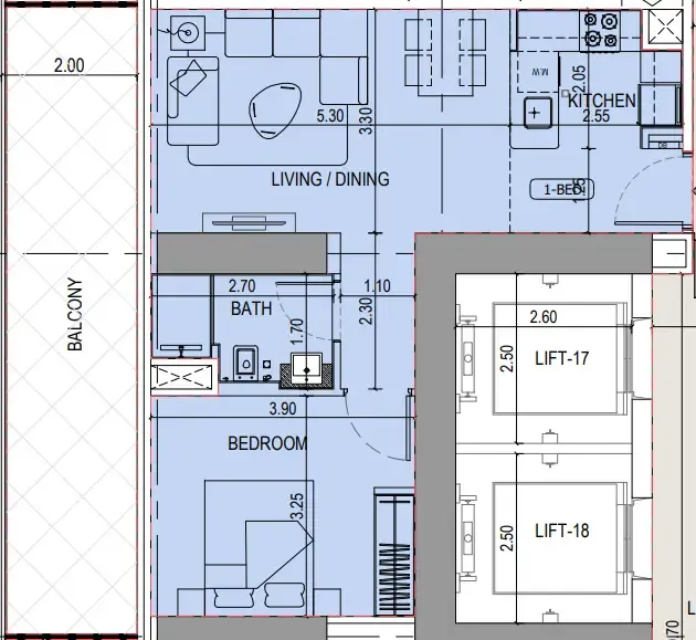 1 bedroom layout