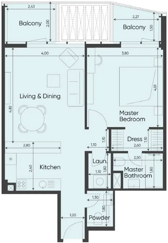 1 bedroom layout