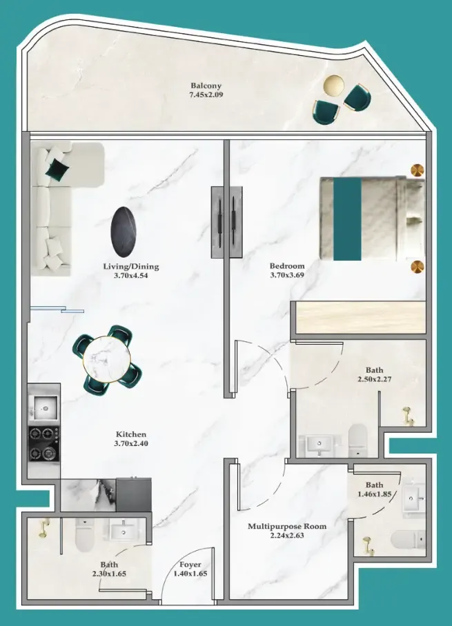 1 bedroom layout