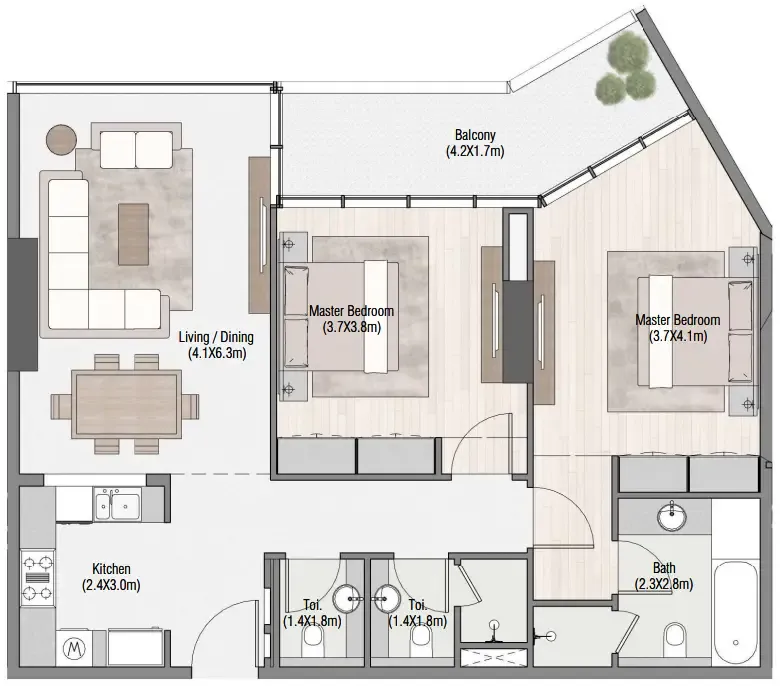 2 bedroom layout
