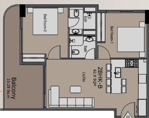 2 bedroom layout