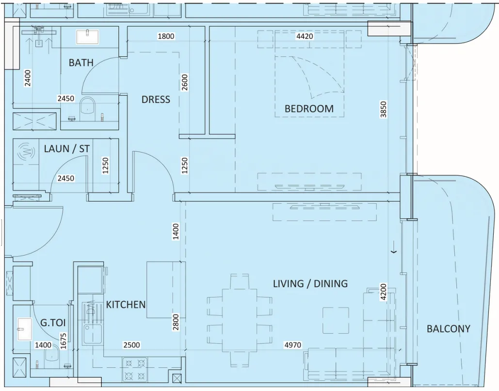 1 bedroom layout