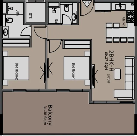 2 bedroom layout