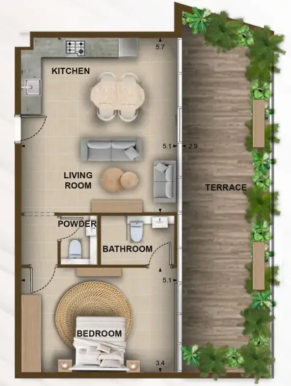 1 bedroom layout